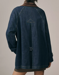 Giacca in Denim autunno nuova arrivo giacca in Denim da <span class=keywords><strong>donna</strong></span> con etichetta personalizzata giacca da ragazzo con lavaggio acido in cotone Vintage misto Denim cappotto - Product Image 2