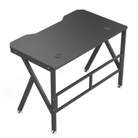 Bureau de jeu extensible en bois noir en forme de K Wquantum avec porte-gobelet pour table de jeu de bureau