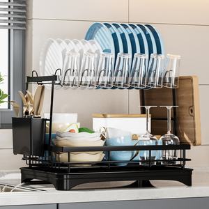 Estante <span class=keywords><strong>de</strong></span> secado <span class=keywords><strong>de</strong></span> ollas y sartenes <span class=keywords><strong>de</strong></span> cocina <span class=keywords><strong>de</strong></span> alta calidad, platos <span class=keywords><strong>de</strong></span> encimera, escurridor <span class=keywords><strong>de</strong></span> platos con soporte para cubiertos extraíble - Product Image 2