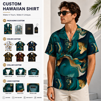 Chemise Hawaïenne Homme Premium Personnalisée à Manches Courtes Imprimée Intégralement, Boutonnée, Décontractée, pour l'Été et les Vacances à la Plage, avec Logo OEM ODM, Vente en Gros