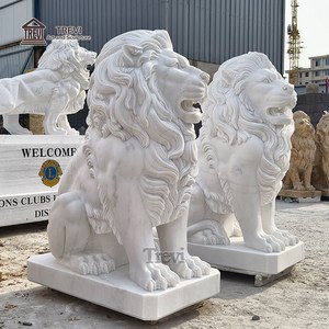 Statue de lion en marbre grandeur nature TREVI, <span class=keywords><strong>prix</strong></span> sur mesure, paire de lions de style occidental pour la décoration d'entrée de villa ou de voie d'accès - Product Image 5