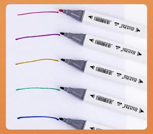 Wholesale 12/<b>18</b>/24/36/48/60/80 Color Double-headed Oblique Tip 6mm Permanent Ink PP Alcohol Oily Marker Pens - Product Image 2