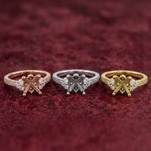 Anillo de Montura Semicompleta de Alta Calidad con Diamantes Reales, Banda Pavé de Oro Blanco Sólido de 14k, Anillos en Blanco con Piedras Laterales en Racimo, Joyería OEM ODM - Product Image 3