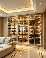 Cave à vin autoportante de luxe sur mesure avec porte en verre LED et verre trempé pour villa, hôtel, bar à domicile OEM ODM