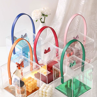 Élégant petit emballage carré transparent pour bougie avec rangement transparent pour bonbons à la main Boîte cadeau vide de luxe en acrylique transparent pour mariage