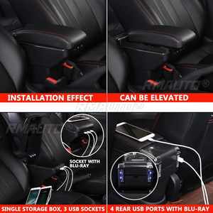 Reposabrazos para Coche Ford Focus 2 MK2 2005-2011, Consola Central con Caja de Almacenamiento, Soporte de Cuero, 7 Puertos USB, Cenicero y Portavasos - Product Image 2