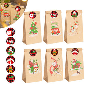 24 ensembles d'autocollants pour sacs en papier kraft portables, emballage de Noël, <span class=keywords><strong>sac</strong></span> cadeau avec revêtement en cire pour l'emballage des fêtes - Product Image 5