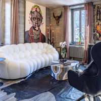 Canapé Bulle Moderne, Ensemble de Canapés Courbes, Design Italien, Canapé Modulaire en Tissu pour Salon de Villa
