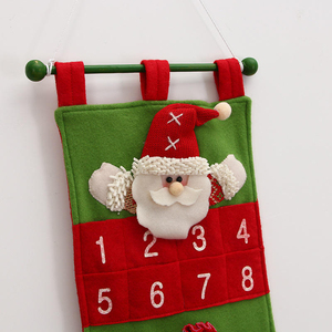 Nouveau produit en promotion : Calendrier de l'Avent en peluche 24 poches, motif Père Noël et gnome, pour décorations de Noël et fêtes - Product Image 3