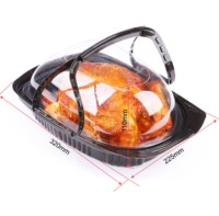 Boîte d'emballage jetable en plastique PP pour poulet rôti et canard avec poignée et couvercle transparent Récipient à emporter micro-ondable