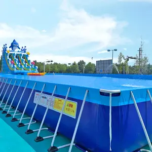 SIBO Pvc Ce çin kaynağı büyük büyük yetişkin açık şişme su parkı Metal çerçeve şişme yerden yüzme havuzu