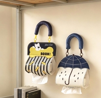 Sac à mouchoirs suspendu mignon de style dessin animé, rouleau de serviettes murales imperméables, distributeur de mouchoirs, couvercle de sac à papier toilette