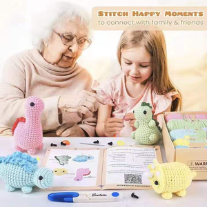 Kit di Uncinetto Fai-da-Te con 4 Dinosauri, Set Completo di Filati per Principianti, Istruzioni Facili da Seguire, Kit di Lavoro a Maglia Fai-da-Te - Product Image 5