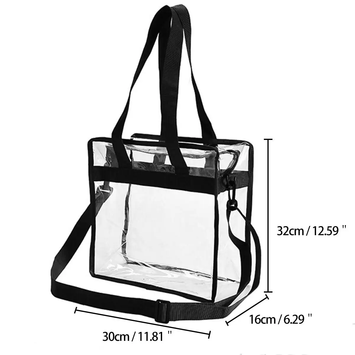 Large Capacity Clear Tote Bag with Handle and Adjustable Strap Durable PVC Shoulder Bag Waterproof Multifunctional Storage Bag