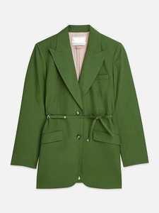 Elegante Blazer Verde para Mujer con Solapa Entallada, Cinturón en la Cintura y Bolsillos con Solapa para un Look Diario de Oficina - Product Image 2