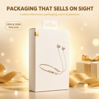 Caja de embalaje rígida personalizada para auriculares con lengüeta colgante e inserto de plástico moldeado, caja para auriculares Bluetooth con banda para el cuello, blanco mate