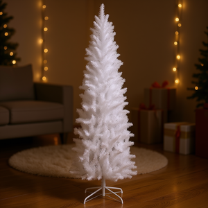 Sapin de Noël de luxe 7,5 pieds, arbre artificiel blanc avec support métallique, décoration intérieure, léger, installation facile - Product Image 2