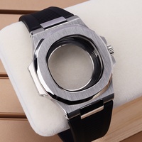 Boîtier de montre mécanique pour homme 40 mm, fond transparent, style Nautilus, pour mouvement NH35/NH36, 10 ATM, pièces de rechange pour modification