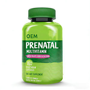 Cápsulas veganas multivitamínicas prenatales, suplemento Fetal de hierro quelatado con folato vegetal, vitaminas prenatales de etiqueta privada OEM - Product Image 1