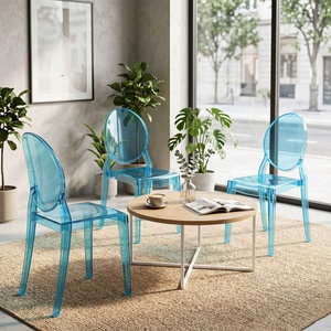 Sillas de Acrílico Azul con Respaldo Ovalado Clásico para Eventos, Bodas <span class=keywords><strong>en</strong></span> <span class=keywords><strong>la</strong></span> <span class=keywords><strong>Playa</strong></span> y Banquetes Costeros - Product Image 2
