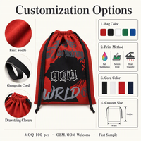 Sac à cordon personnalisé en suède imprimé avec logo pour chaussures et vêtements, sac à cordon léger en velours pour sous-vêtements, vente en gros