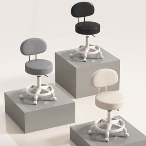 Repose-pieds pliable moderne à hauteur réglable avec roulettes et siège rond rembourré pour appartement, bureau, espace compact - Product Image 6