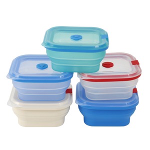 Silicone Folding Bowl Rectangle 1 Compartment Collapsible Food Storage For Adults Students Outdoor Use - Product Image 3
