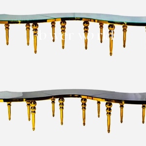 Tavoli e Sedie Nuziali in MDF Nero, Oro e Bianco per Eventi e Matrimoni - Product Image 2