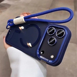 Luxury Clear Magnetic Phone Case with Metal Camera Bracket Lanyard Shockproof TPU Acrylic Cover for iPhone 17 16 15 14 Pro Max - Product Image 3