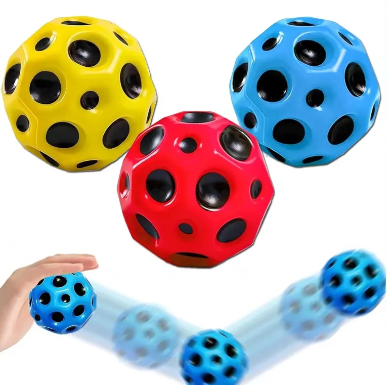 Bola de espaço anti-stress de espuma PU macia para crianças e adultos, bola de salto alto em forma de lua, brinquedo ergonômico para interior infantil