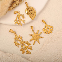 Breloques pour sacs étanches en acier inoxydable plaqué or 18 carats, motifs cœur, étoile de mer, coquillage, corail, accessoires pour bijoux DIY, fabricant
