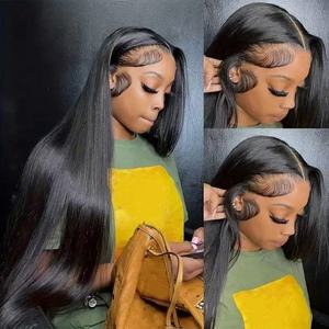 Perruque en cheveux humains Remy 13x4 avec dentelle frontale, densité 180%, texture Kinky Straight, bandeau intégré, douce, écologique, pré-bouclée, vente en gros sur mesure - Product Image 3