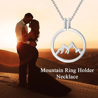 Bijoux à la mode 925 Sterling Silver Rhodium Plaqué Anneau Titulaire Montagne Ronde Pendentif Collier