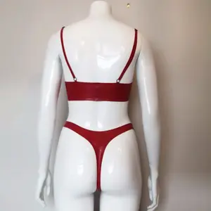 Latex 100% Gummi Gummi Rot Damen Shorts Vier Ecken Sexy Cosplay Reiß verschluss Dekoration Größe XS-XXL 0,4mm