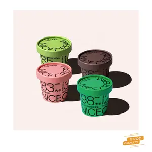 Оптовая продажа, Высококачественная бумажная чашка для замороженного йогурта с ложкой для мороженого, 4 унции, 12 унций, 16 унций, 20 унций