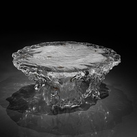 Table de salle à manger en cristal sculpté finition sablée pour villas, vente en gros de cristaux, équipement de restauration pour acheteurs
