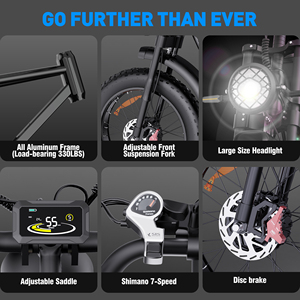 จักรยานไฟฟ้า RidStar Q20 Pro ขนาด 20 นิ้ว 52V 40Ah มอเตอร์คู่ แบตเตอรี่ลิเธียม ยางอ้วน สำหรับปั่นบนภูเขาและทางวิบาก - Product Image 6