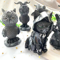 Nouvelle Figurine de chat noir en résine sculptée à la main pour Halloween