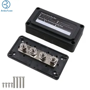 Bus Bar 300A 12V Power Distribution Block 3/8"(M10) 4 Studs Heavy Duty Waterproof Buss Bar 12 Volt DC Marine Battery Bus Bar