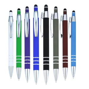 新款2合1金属哑光成品软涂笔定制手写笔圆珠笔促销礼品圆珠笔