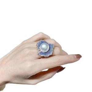 Nuevo Anillo de Plata de Ley S925 de Alta Gama con Incrustaciones de Perlas Naturales, Diseño Elegante de Pantalla Completa con Circonitas, Elaborado y de Gran Esfuerzo - Product Image 5