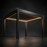Pergola en aluminium toutes saisons avec revêtement en poudre, toit à lames motorisées, imperméable, pour jardin, patio, cour arrière