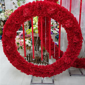 Fête nuptiale bal jardin décoration florale Double rond toile de fond support Ballon <span class=keywords><strong>métal</strong></span> tonnelle arc de mariage pour cérémonie, - Product Image 1