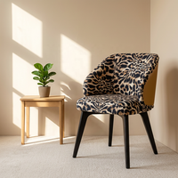 Fauteuil d'appoint en tissu touffeté à imprimé léopard, design ergonomique moderne pour salon, salle à manger, bureau à domicile