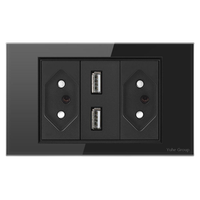 Prise murale standard brésilienne YH, panneau tactile PC de luxe, 3 prises, protection IP20, 16A/250V, durée de vie mécanique de 15 ans, facile à utiliser
