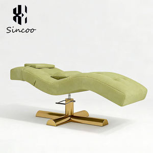 Factory Wholesale Modern Stainless Steel Velvet Beauty Massage Cosmetic Curved Eyelash Bed Green Fabric Hotel Outdoor Bathroom - Product Image 5