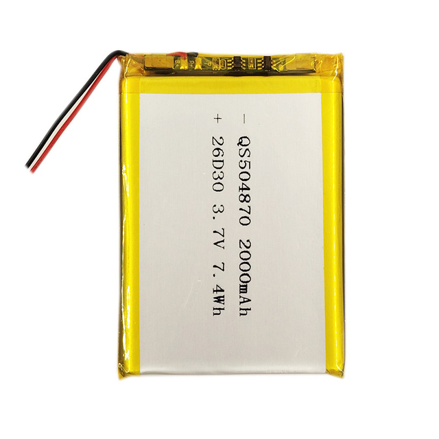 Customized Rechargeable 3.7V Lithium Ion Battery 504870 Li Polymer Pouch Cell 2000mAh Battery
