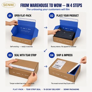 Caja de Envío Personalizada de Cartón Kraft con Tira de Apertura, Impresión Interior a Todo Color para Ropa Urbana, Fitness, Tech, Marcas de Suscripción - Product Image 2