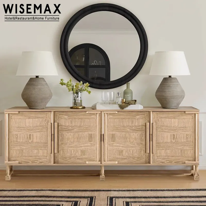 أثاث WISEMAX خزانة جانبية فرنسية عتيقة أثاث منزلي أمريكي متوسط راقي باركيه منحوت من الخشب الصلب خزانة تلفزيون