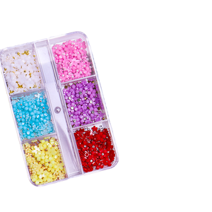 Vente en gros fleur 3D perles dorées 6 grilles 3D Nail Art décoration plastique résine DIY accessoire ornement boîte <span class=keywords><strong>pas</strong></span> <span class=keywords><strong>cher</strong></span> ongles <span class=keywords><strong>strass</strong></span> - Product Image 3